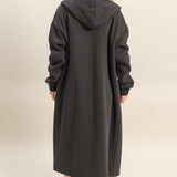 Longline Open Hooded Sweater - Black
