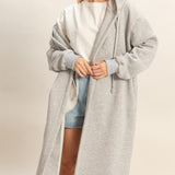 Longline Open Hooded Sweater - Grey