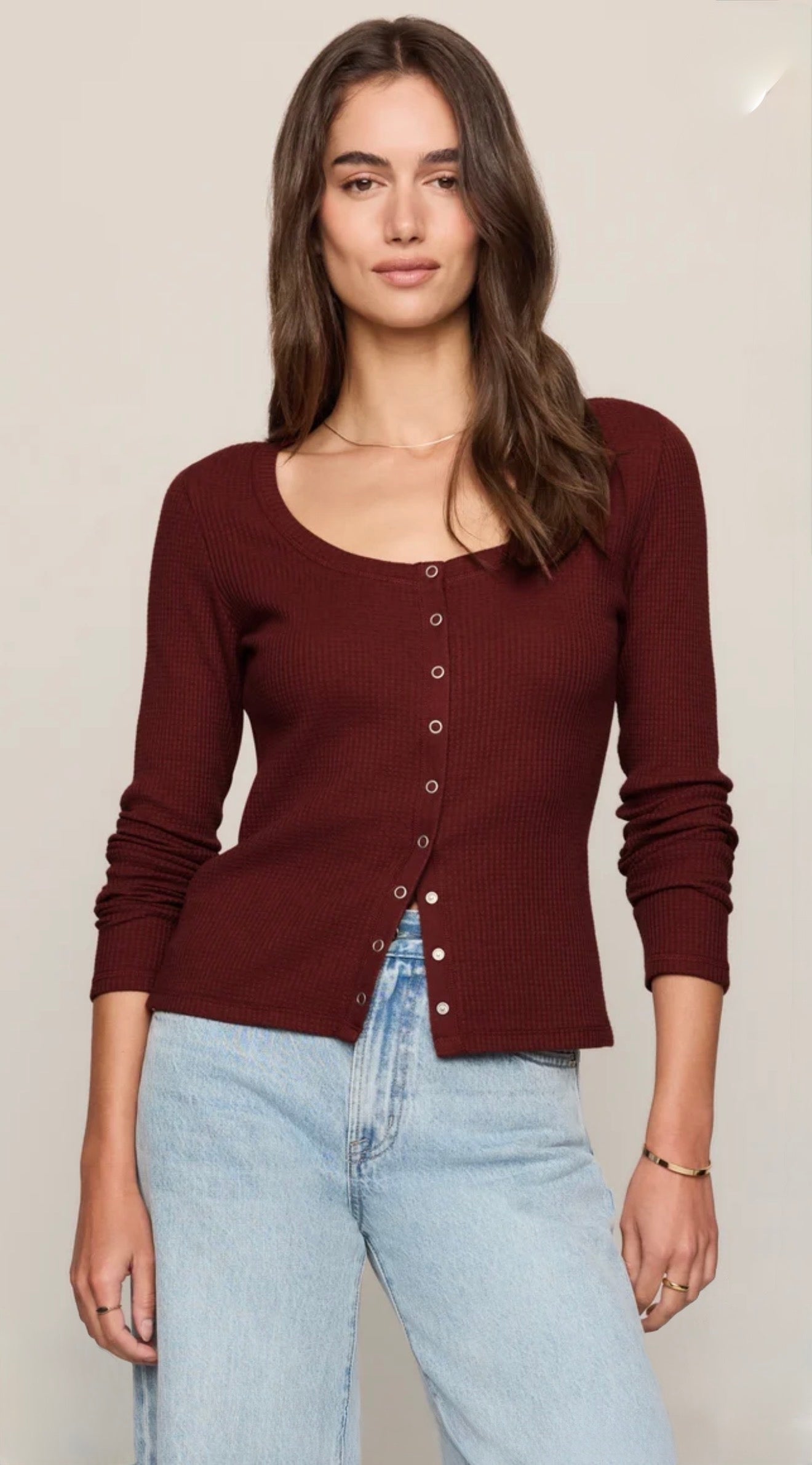 ALBANY WAFFLE BUTTON UP TOP-Casual Tops- Hometown Style HTS, women's in store and online boutique located in Ingersoll, Ontario