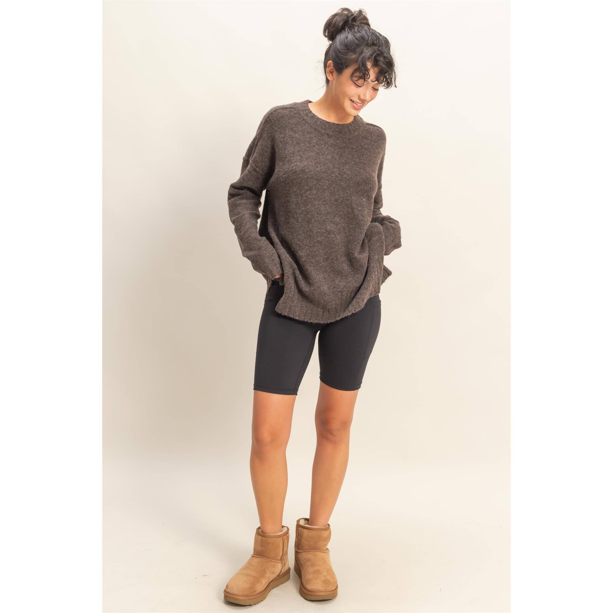 Relaxed Fit Sweater- Chestnut-sweater- Hometown Style HTS, women's in store and online boutique located in Ingersoll, Ontario