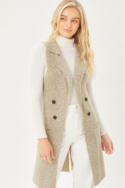 Cardigan Vest - Oatmeal-Vests- Hometown Style HTS, women's in store and online boutique located in Ingersoll, Ontario
