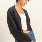 Knitted Shrug Sweater- Black-Casual Tops- Hometown Style HTS, women's in store and online boutique located in Ingersoll, Ontario