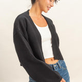 Knitted Shrug Sweater- Black-Casual Tops- Hometown Style HTS, women's in store and online boutique located in Ingersoll, Ontario