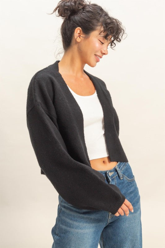 Knitted Shrug Sweater- Black-Casual Tops- Hometown Style HTS, women's in store and online boutique located in Ingersoll, Ontario
