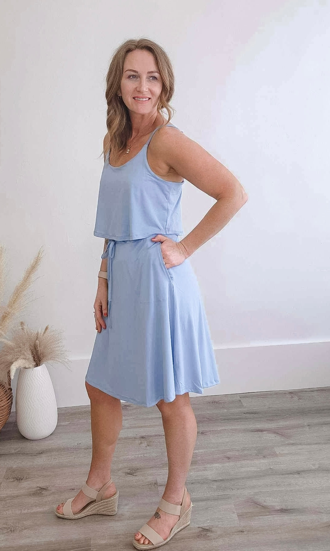 All Thread Catamaran Dress - Blue-Dress- Hometown Style HTS, women's in store and online boutique located in Ingersoll, Ontario