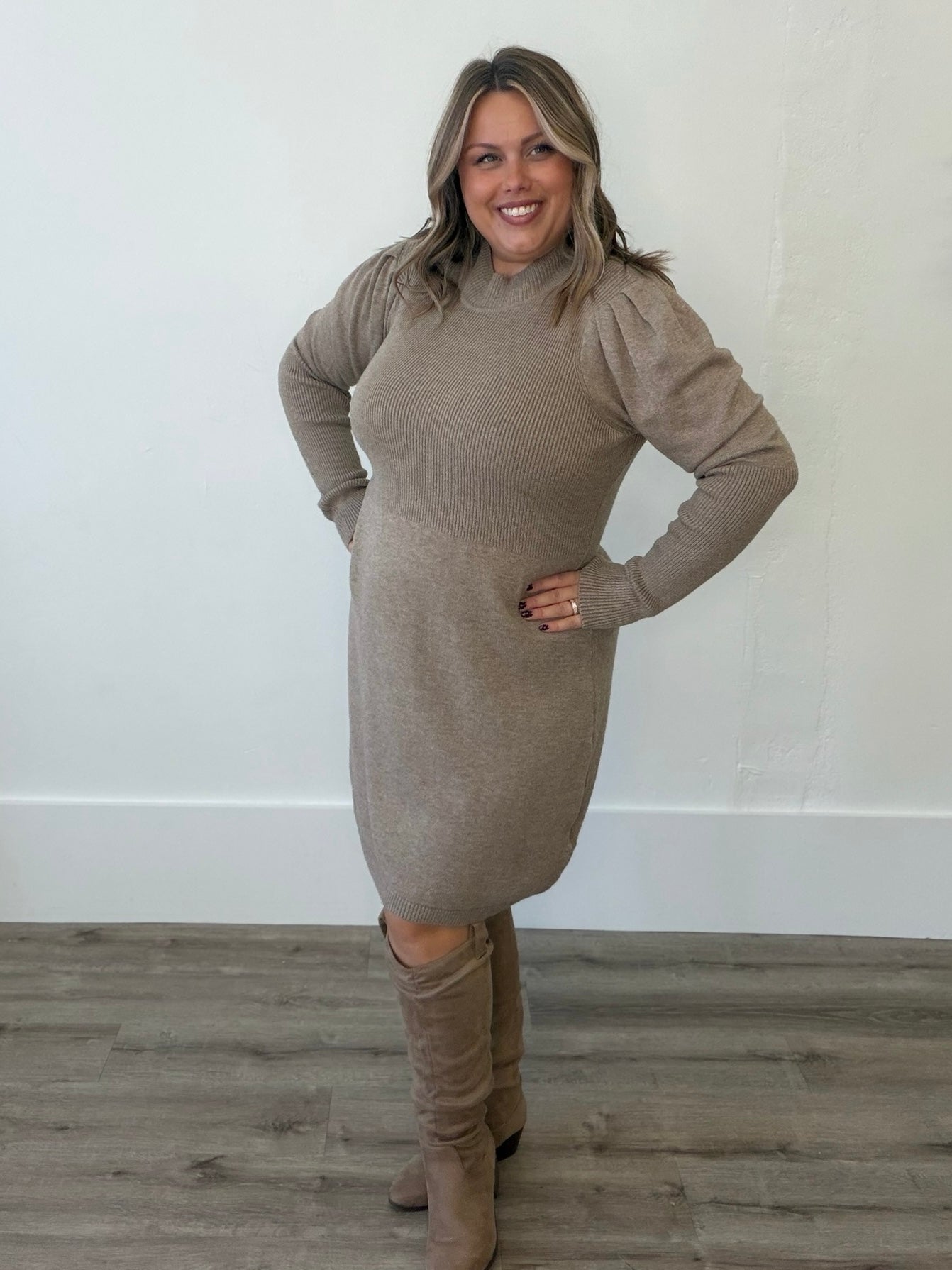 NONINA DRESS 2 - Caribou Melange-Casual Dresses- Hometown Style HTS, women's in store and online boutique located in Ingersoll, Ontario
