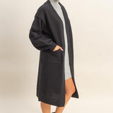 Longline Knit Open Cardigan - Black-Sweaters and Cardigans- Hometown Style HTS, women's in store and online boutique located in Ingersoll, Ontario