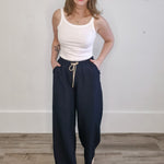 Jordan Drawstring Pant - Navy-Bottoms- Hometown Style HTS, women's in store and online boutique located in Ingersoll, Ontario