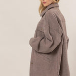 Fleece Terry Jacket - Mocha-Sweater- Hometown Style HTS, women's in store and online boutique located in Ingersoll, Ontario