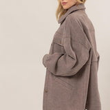 Fleece Terry Jacket - Mocha-Sweater- Hometown Style HTS, women's in store and online boutique located in Ingersoll, Ontario