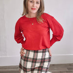Holiday Plaid Skirt - Cream-skirt- Hometown Style HTS, women's in store and online boutique located in Ingersoll, Ontario