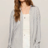REESE BUTTON UP STRIPED TOP - Eclipse-Casual Tops- Hometown Style HTS, women's in store and online boutique located in Ingersoll, Ontario