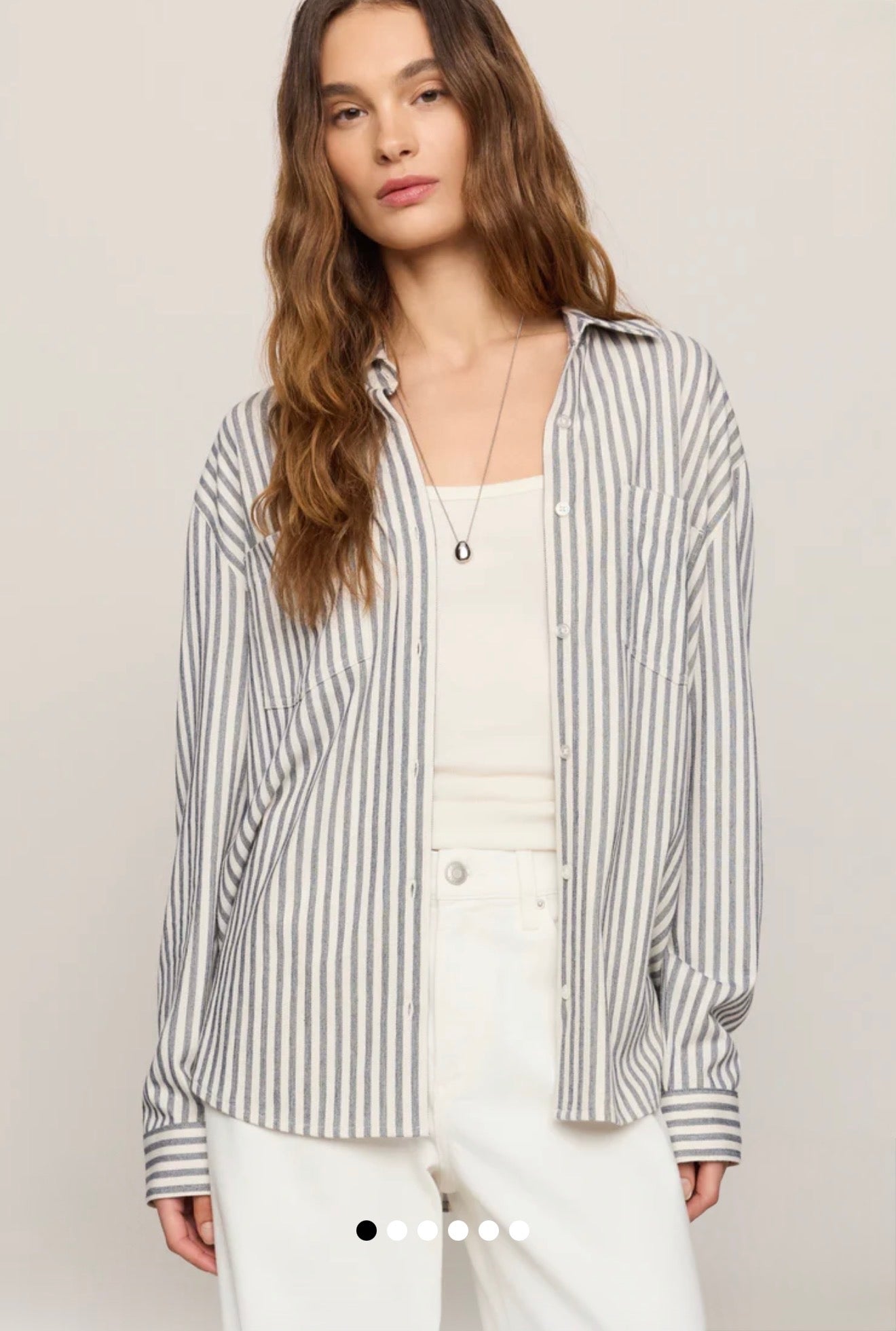 REESE BUTTON UP STRIPED TOP - Eclipse-Casual Tops- Hometown Style HTS, women's in store and online boutique located in Ingersoll, Ontario