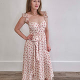 Floral Print Sweetheart Midi Dress with Bow-Special Occasion Dresses- Hometown Style HTS, women's in store and online boutique located in Ingersoll, Ontario