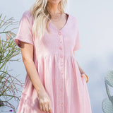Cotton Button Down Midi Dress - Pink-dress- Hometown Style HTS, women's in store and online boutique located in Ingersoll, Ontario