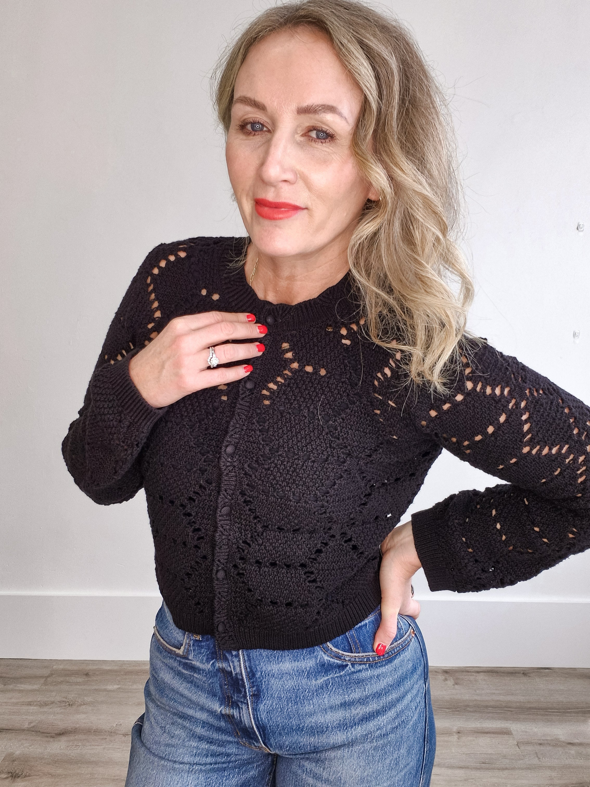 Rosalyn Sweater Cardigan - Black-Sweaters and Cardigans- Hometown Style HTS, women's in store and online boutique located in Ingersoll, Ontario