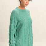 Cable Knit Sweater - Emerald-Sweaters and Cardigans- Hometown Style HTS, women's in store and online boutique located in Ingersoll, Ontario