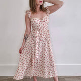 Floral Print Sweetheart Midi Dress with Bow-Special Occasion Dresses- Hometown Style HTS, women's in store and online boutique located in Ingersoll, Ontario