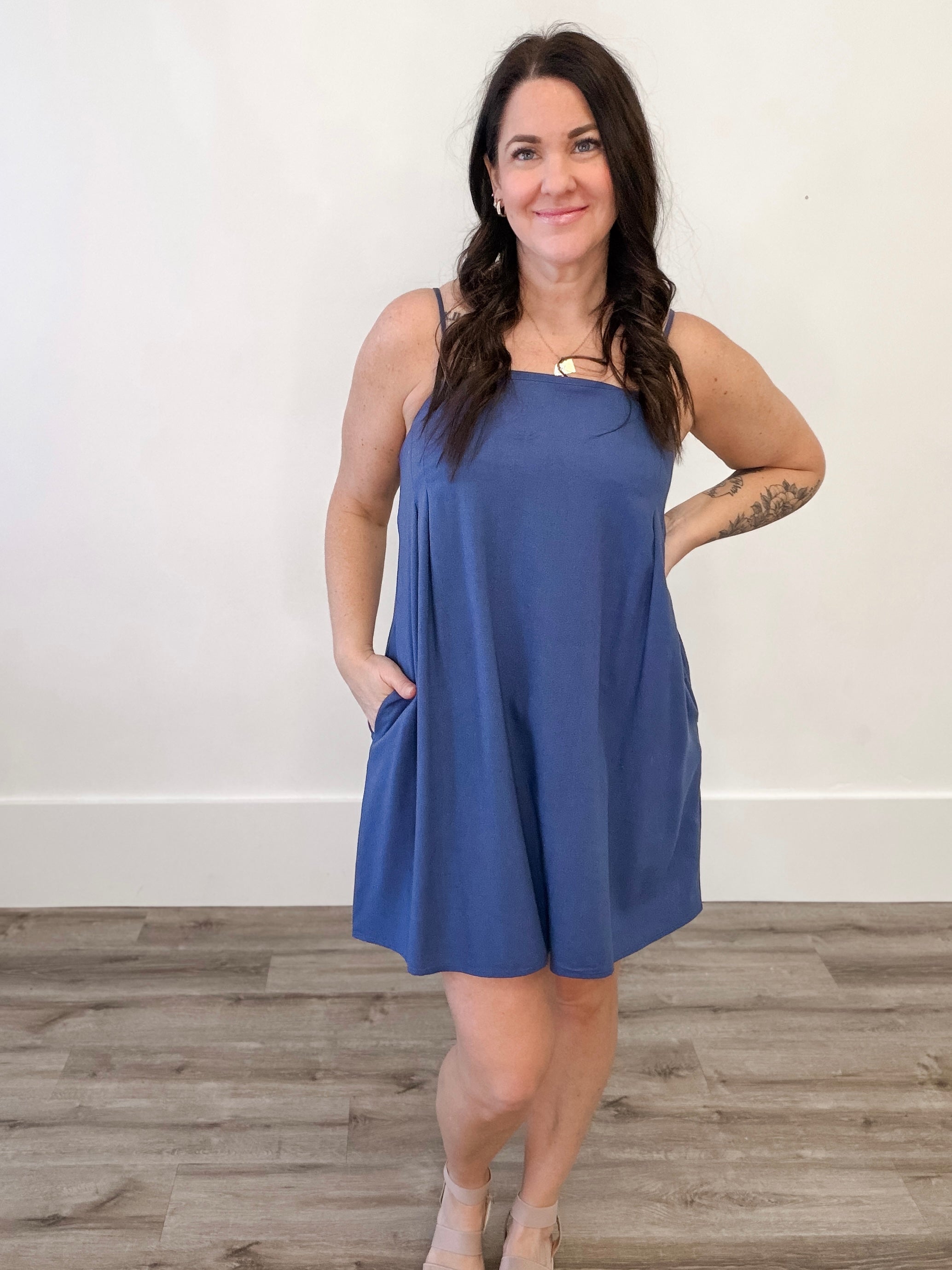 Casual Dresses - Blue-Casual Dresses- Hometown Style HTS, women's in store and online boutique located in Ingersoll, Ontario