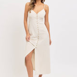 Feminine Linen Blend Midi Dress-dress- Hometown Style HTS, women's in store and online boutique located in Ingersoll, Ontario