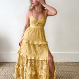 Lace Maxi - Yellow-dresses- Hometown Style HTS, women's in store and online boutique located in Ingersoll, Ontario