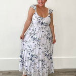 Floral Textured Open Back Tie Maxi Dress-Dress- Hometown Style HTS, women's in store and online boutique located in Ingersoll, Ontario