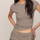 SOFT TRACE SECOND SKIN TOP - Wild Mushroom-Casual Tops- Hometown Style HTS, women's in store and online boutique located in Ingersoll, Ontario