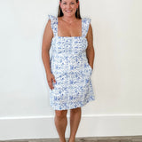 Floral Ruffle Sleeve Mini Dress - Blue-Special Occasion Dress- Hometown Style HTS, women's in store and online boutique located in Ingersoll, Ontario