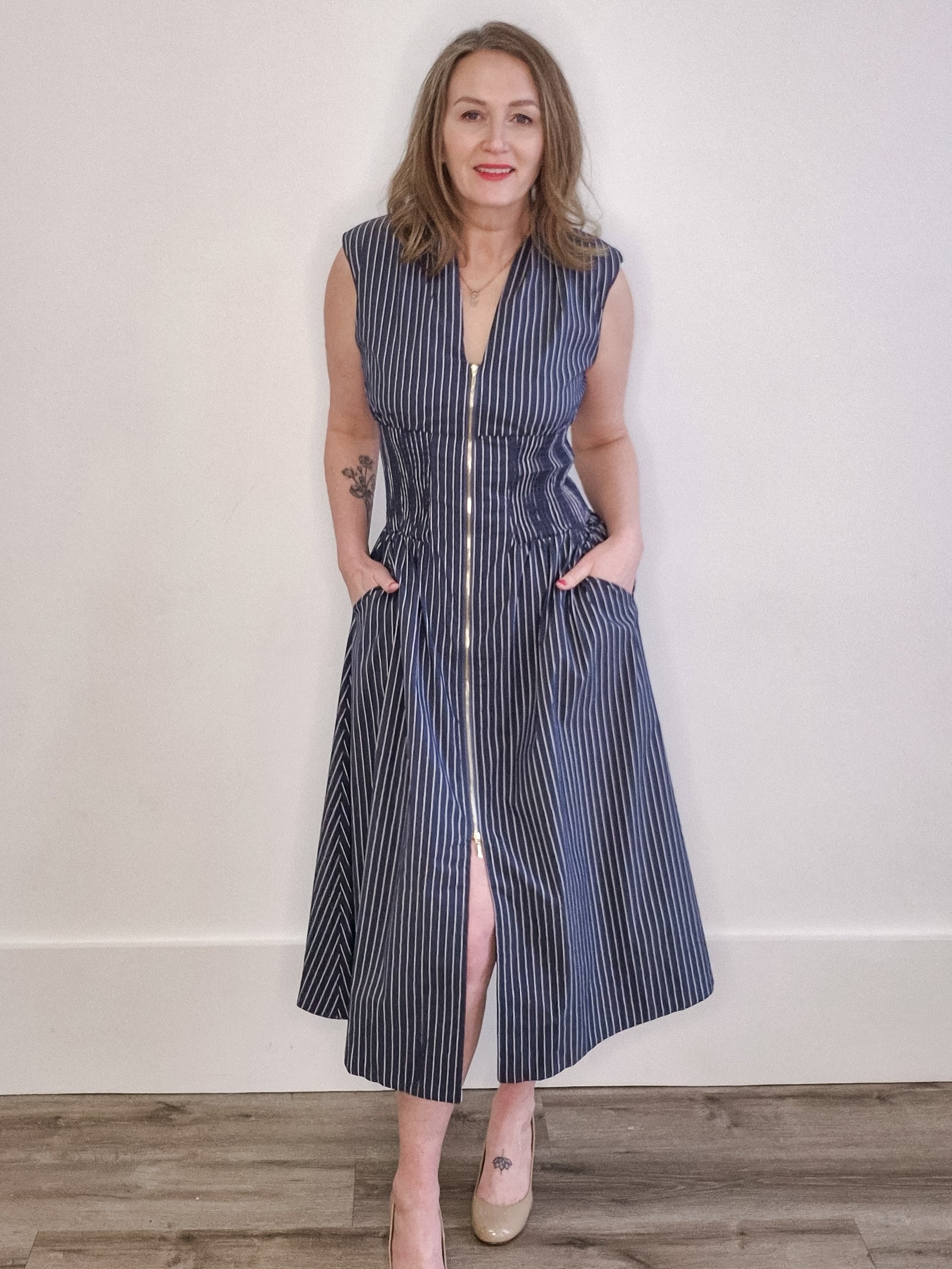 Skye Zip Front Dress - Navy-Casual Dresses- Hometown Style HTS, women's in store and online boutique located in Ingersoll, Ontario