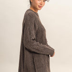 Cable Knit Sweater - Chestnut-Sweaters and Cardigans- Hometown Style HTS, women's in store and online boutique located in Ingersoll, Ontario