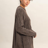 Cable Knit Sweater - Chestnut-Sweaters and Cardigans- Hometown Style HTS, women's in store and online boutique located in Ingersoll, Ontario