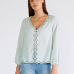 Scallop Edge Blouse - Seafoam-Tops- Hometown Style HTS, women's in store and online boutique located in Ingersoll, Ontario