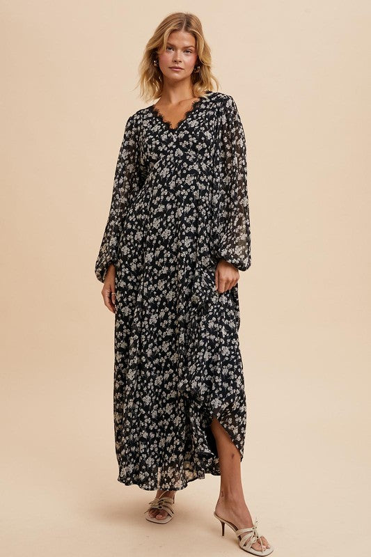 Floral Lace Maxi Dress - Black-dress- Hometown Style HTS, women's in store and online boutique located in Ingersoll, Ontario