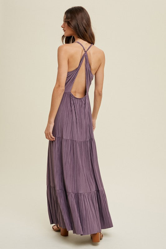 Pleated Maxi Dress - Lavender-Dress- Hometown Style HTS, women's in store and online boutique located in Ingersoll, Ontario