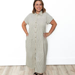 Stripe Corduroy Midi Dress - Cream-dress- Hometown Style HTS, women's in store and online boutique located in Ingersoll, Ontario