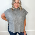 Turtle Neck Sweater Vest - Grey-Sweaters and Cardigans- Hometown Style HTS, women's in store and online boutique located in Ingersoll, Ontario