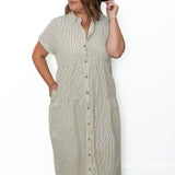 Stripe Corduroy Midi Dress - Cream-dress- Hometown Style HTS, women's in store and online boutique located in Ingersoll, Ontario