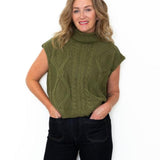 Sleeveless Mock Neck Sweater Top - Olive-Tops- Hometown Style HTS, women's in store and online boutique located in Ingersoll, Ontario