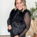 Faux Fur Open Vest - Black-vest- Hometown Style HTS, women's in store and online boutique located in Ingersoll, Ontario