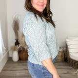 Pointelle Knit Top - Blue-Sweater- Hometown Style HTS, women's in store and online boutique located in Ingersoll, Ontario