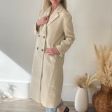 Double Breasted Lapel Duster Coat - Almond-Coats & Jackets- Hometown Style HTS, women's in store and online boutique located in Ingersoll, Ontario