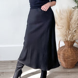 Satin-Like Maxi Skirt - Black-Skirt- Hometown Style HTS, women's in store and online boutique located in Ingersoll, Ontario