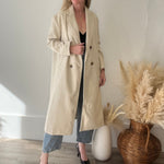 Double Breasted Lapel Duster Coat - Almond-Coats & Jackets- Hometown Style HTS, women's in store and online boutique located in Ingersoll, Ontario