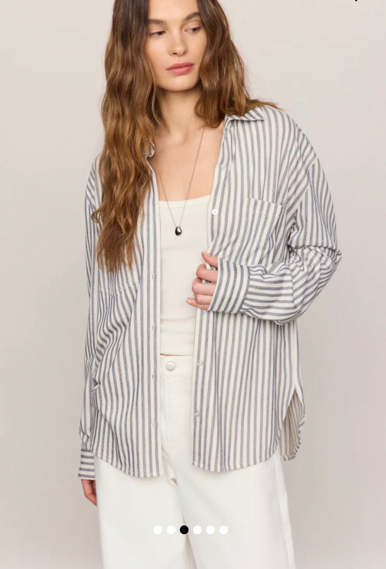 REESE BUTTON UP STRIPED TOP - Eclipse-Casual Tops- Hometown Style HTS, women's in store and online boutique located in Ingersoll, Ontario