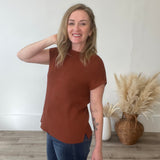 Mock Neck Sweater Top - Burlwood-tops- Hometown Style HTS, women's in store and online boutique located in Ingersoll, Ontario