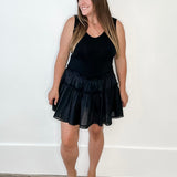 Mixed Media Knit Mini Dress - Black-dress- Hometown Style HTS, women's in store and online boutique located in Ingersoll, Ontario