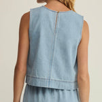 SUN SEEKER DENIM TANK - Light Wash-Casual Tops- Hometown Style HTS, women's in store and online boutique located in Ingersoll, Ontario