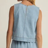 SUN SEEKER DENIM TANK - Light Wash-Casual Tops- Hometown Style HTS, women's in store and online boutique located in Ingersoll, Ontario