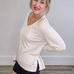 Modern Weekender V Neck - Light Oatmeal-Sweater- Hometown Style HTS, women's in store and online boutique located in Ingersoll, Ontario