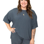 Pleated Tee & Pants - Charcoal-set- Hometown Style HTS, women's in store and online boutique located in Ingersoll, Ontario